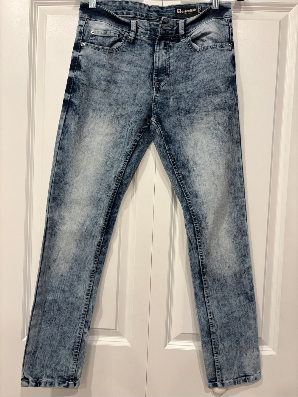 SP Essentials Men's Skinny Jeans – Acid Wash Blue Size 29x30